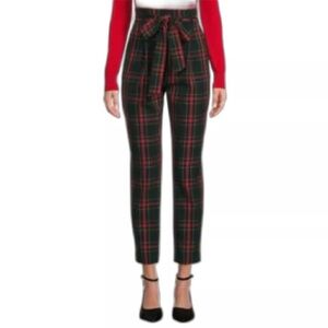 Antonio Melani | Natalia Tartan Green Plaid Straight Leg High Waist Pant
